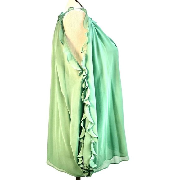 1. State Top Women's 2X Green Preble Cold Shoulder Long Sleeve V-neck NWT - Picture 3 of 10